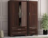 Trueliving 3 Door Walk-in Brown wardrobe  in Laminates Finish With Drawers (1524MM X 609MM X 2438.4MM)